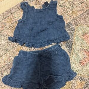 GAP Baby Set in Soft Blue with Ruffles